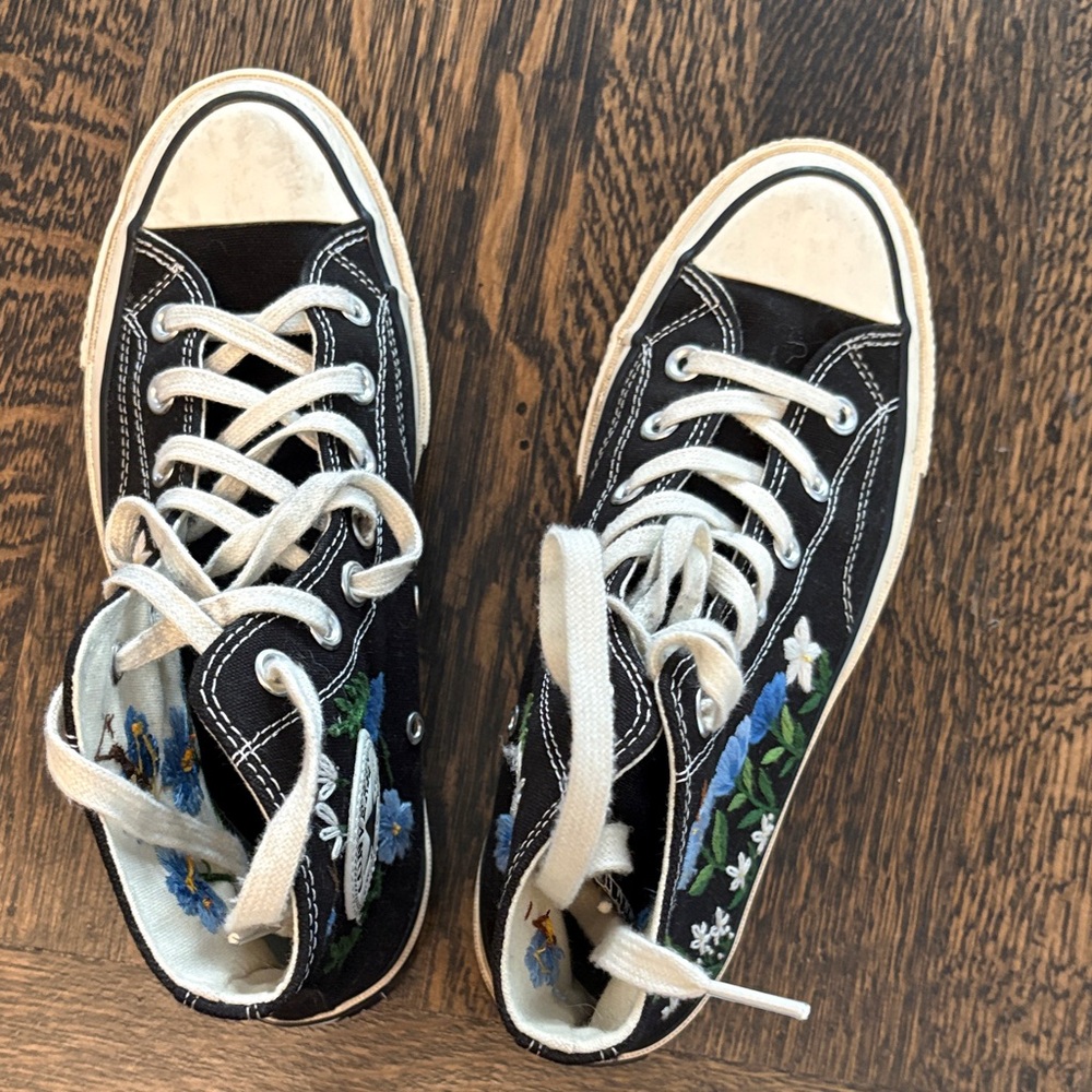 Converse Women's Custom Embroidered Floral High-Tops - Picture 4 of 8